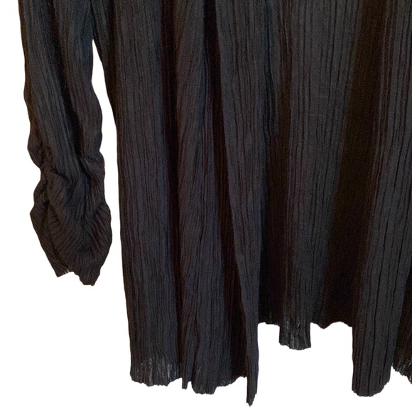 🖤 Ultra Lightweight Long (31”) 3/4 Ruched Sleeve Open Summer Cardigan, Plus 2X - Picture 7 of 15